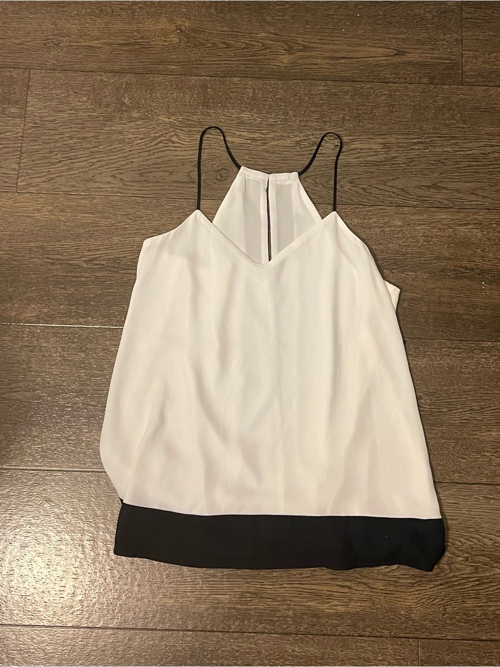 Express White Camisole with Black Contrast Hem